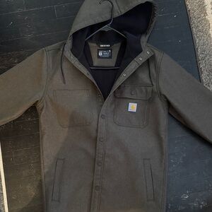 Carhartt Olive Hooded Jacket with Snap Closure